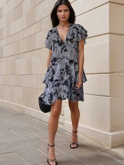Religion Grey Janet Short Mini V-neck Dress With Studs - Image 7 of 8