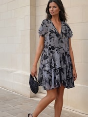 Religion Grey Janet Short Mini V-neck Dress With Studs - Image 8 of 8