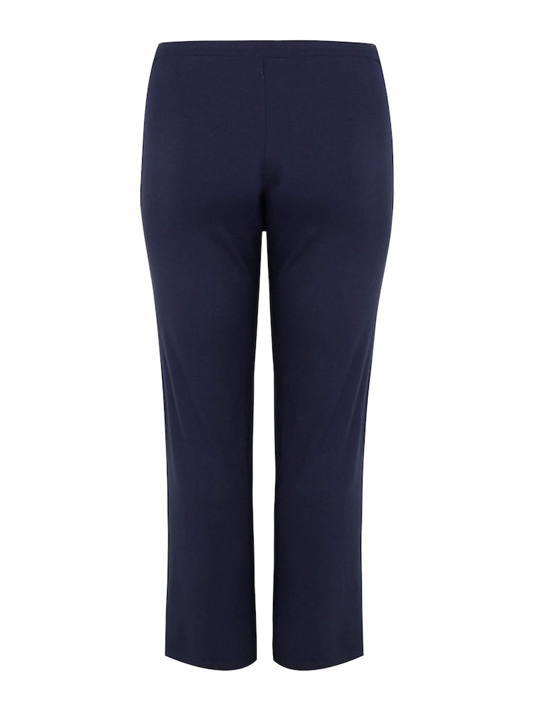 Yours Curve Navy Bestseller Wide Leg Pull On Stretch Jersey Yoga Joggers - Image 4 of 4