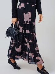 Religion Black Tiered Citrine Maxi Skirt in Abstract Facade Print - Image 4 of 7