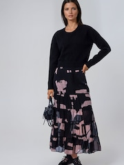 Religion Black Tiered Citrine Maxi Skirt in Abstract Facade Print - Image 5 of 7