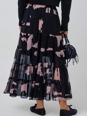 Religion Black Tiered Citrine Maxi Skirt in Abstract Facade Print - Image 6 of 7