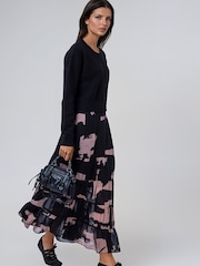 Religion Black Tiered Citrine Maxi Skirt in Abstract Facade Print - Image 7 of 7