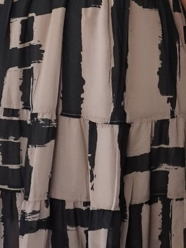 Religion Natural Stripe Print Citrine Tiered Maxi Skirt - Image 7 of 7