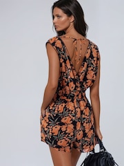 Religion Orange Gem Playsuit with Lace Hem and Neck Trim Floral - Image 3 of 7