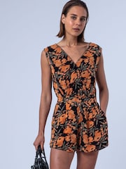 Religion Orange Gem Playsuit with Lace Hem and Neck Trim Floral - Image 6 of 7