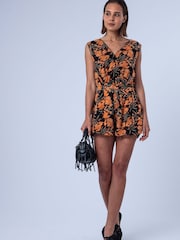 Religion Orange Gem Playsuit with Lace Hem and Neck Trim Floral - Image 7 of 7