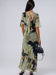 Religion Yellow Liv column Maxi Occasion Tea Dress with Ruffles in Floral Print - Image 4 of 8