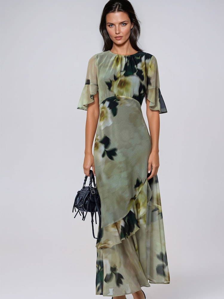 Religion Yellow Liv column Maxi Occasion Tea Dress with Ruffles in Floral Print - Image 8 of 8 Religion Yellow Liv column Maxi Occasion Tea Dress with Ruffles in Floral Print - Image 8 of 8