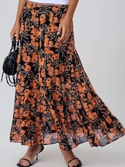 Religion Orange Citrine Tiered Maxi Skirt In Floral Prime Print - Image 4 of 8