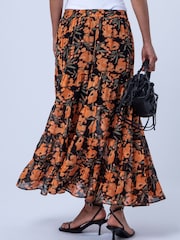 Religion Orange Citrine Tiered Maxi Skirt In Floral Prime Print - Image 6 of 8