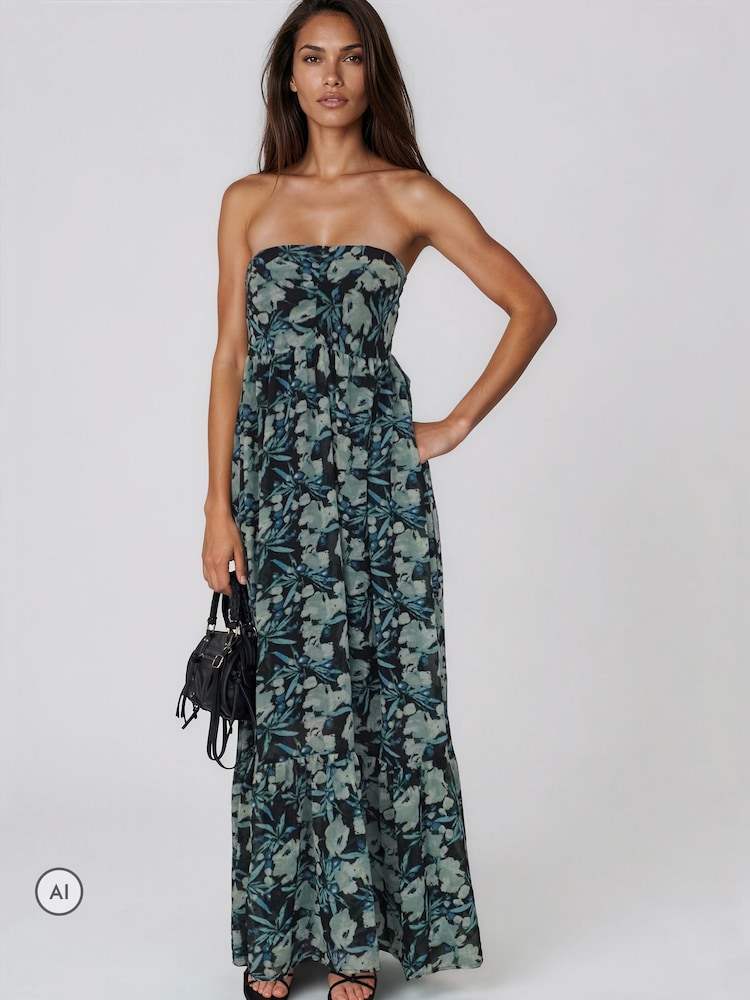 Religion Green Bandeau Harper Occasion Maxi Dress in Floral Prime Print with Detachable Straps - Image 8 of 8 Religion Green Bandeau Harper Occasion Maxi Dress in Floral Prime Print with Detachable Straps - Image 8 of 8