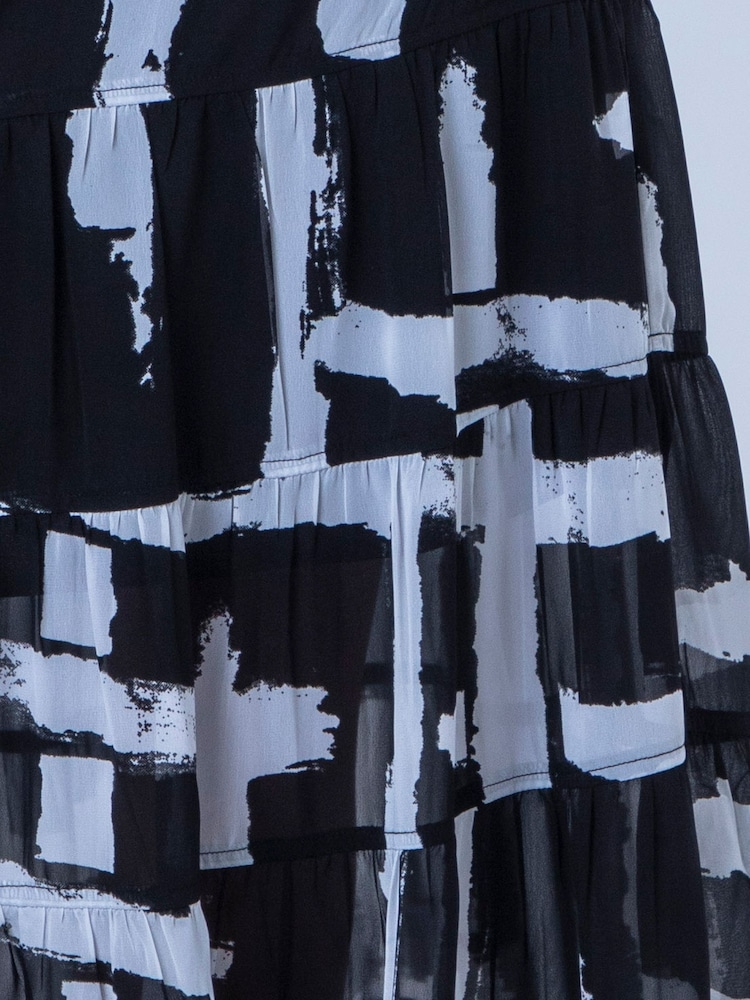 Black Monochrome Abstract Stripe - Religion лимонний багатоярусна спідниця максі - Image 8 of 8