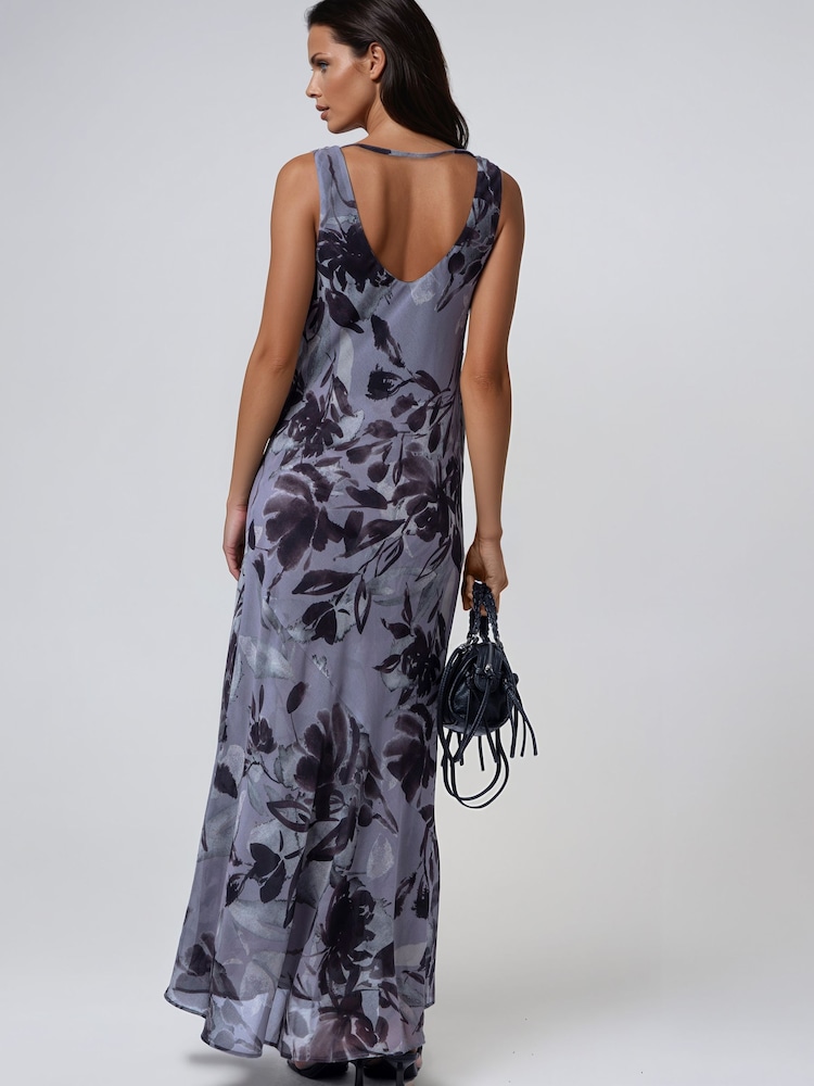 Religion Grey Anne Maxi Occasion Dress With Scoop Neck In Bias Cut Fit In Pretty Floral - Image 2 of 8 Religion Grey Anne Maxi Occasion Dress With Scoop Neck In Bias Cut Fit In Pretty Floral - Image 2 of 8