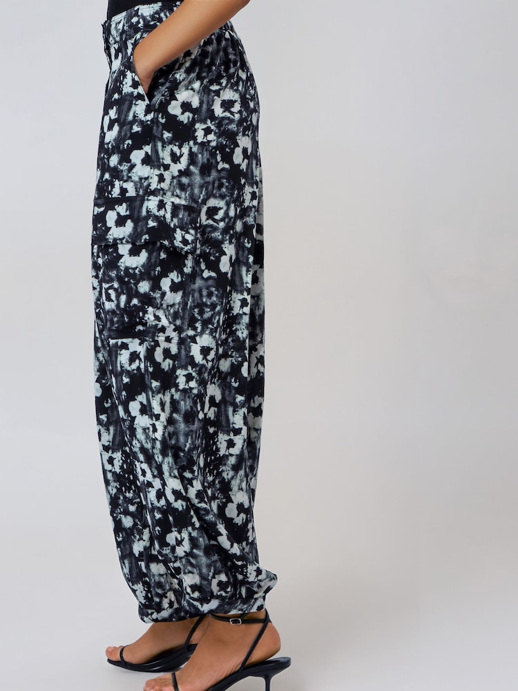 Religion Black Floral Ash Cuffed Balloon Floral Trousers - Image 2 of 8
