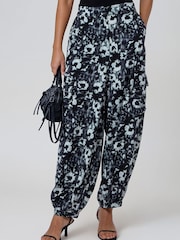Religion Black Floral Ash Cuffed Balloon Floral Trousers - Image 3 of 8