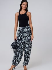 Religion Black Floral Ash Cuffed Balloon Floral Trousers - Image 4 of 8