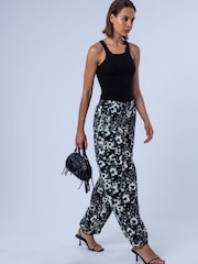 Religion Black Floral Ash Cuffed Balloon Floral Trousers - Image 5 of 8