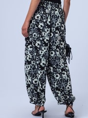 Religion Black Floral Ash Cuffed Balloon Floral Trousers - Image 6 of 8