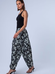 Religion Black Floral Ash Cuffed Balloon Floral Trousers - Image 7 of 8