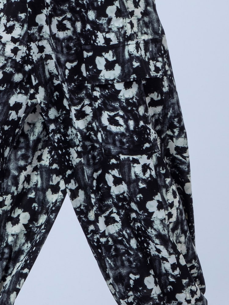 Religion Black Floral Ash Cuffed Balloon Floral Trousers - Image 8 of 8
