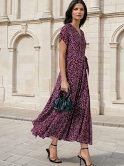 Religion Purple Solstice Wrap Maxi Occasion Dress in Polka Dot Print in Port – 2-Way Styling - Image 1 of 8