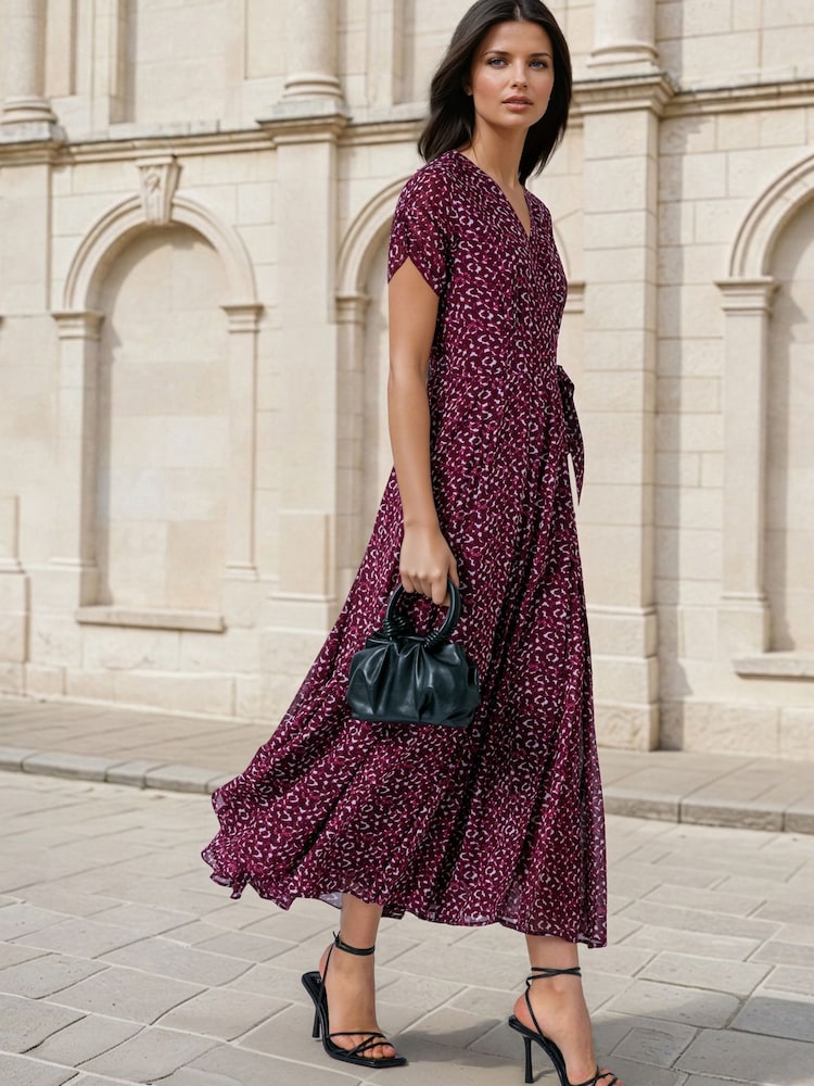 Religion Purple Solstice Wrap Maxi Occasion Dress in Polka Dot Print in Port – 2-Way Styling - Image 1 of 8 Religion Purple Solstice Wrap Maxi Occasion Dress in Polka Dot Print in Port – 2-Way Styling - Image 1 of 8