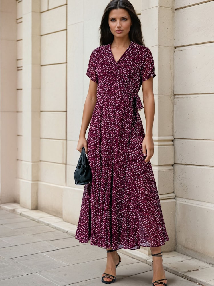 Religion Purple Solstice Wrap Maxi Occasion Dress in Polka Dot Print in Port – 2-Way Styling - Image 2 of 8 Religion Purple Solstice Wrap Maxi Occasion Dress in Polka Dot Print in Port – 2-Way Styling - Image 2 of 8