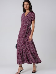 Religion Purple Solstice Wrap Maxi Occasion Dress in Polka Dot Print in Port – 2-Way Styling - Image 4 of 8