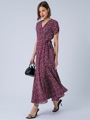 Religion Purple Solstice Wrap Maxi Occasion Dress in Polka Dot Print in Port – 2-Way Styling - Image 5 of 8