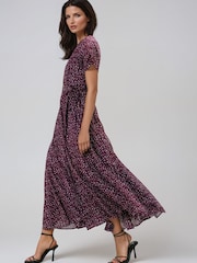 Religion Purple Solstice Wrap Maxi Occasion Dress in Polka Dot Print in Port – 2-Way Styling - Image 7 of 8