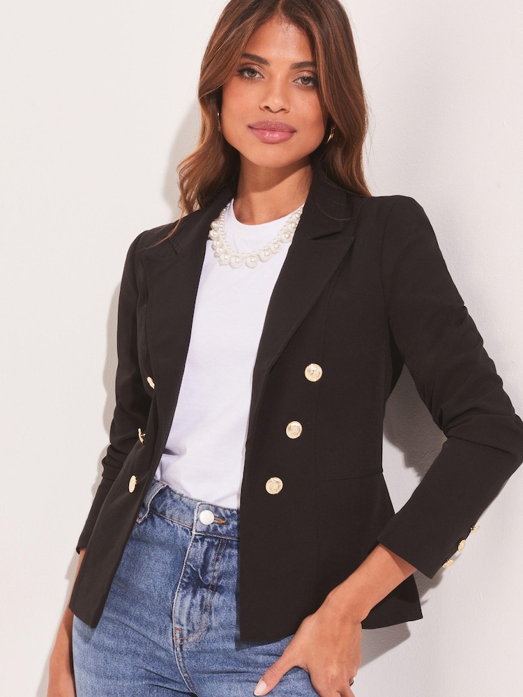 Lipsy Black Military Tailored Button Blazer - Image 1 of 4