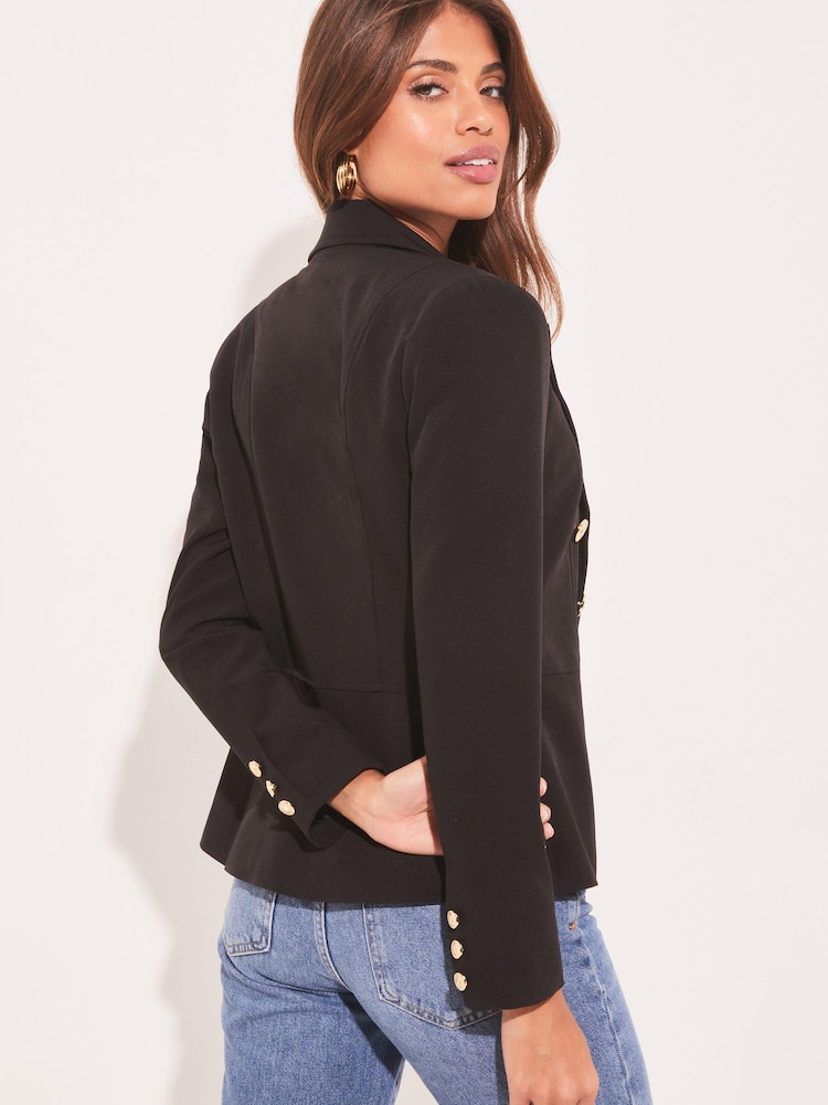 Lipsy Black Military Tailored Button Blazer - Image 2 of 4