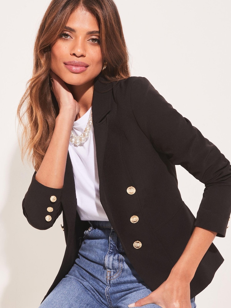 Lipsy Black Military Tailored Button Blazer - Image 4 of 4