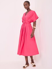 Mint Velvet Pink Cotton Midi Dress - Image 1 of 8