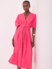 Mint Velvet Pink Cotton Midi Dress - Image 3 of 8