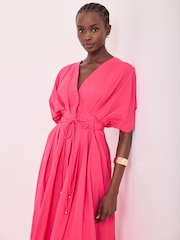 Mint Velvet Pink Cotton Midi Dress - Image 6 of 8