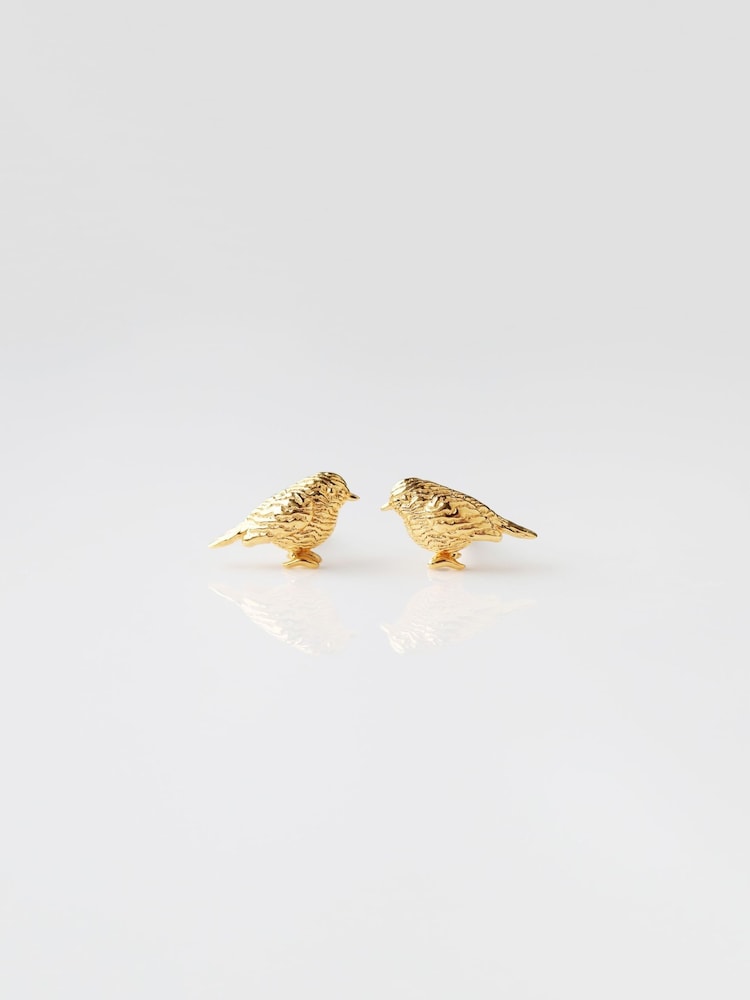 Carrie Elizabeth Gold Tone Robin Stud Earrings - Image 2 of 4 Carrie Elizabeth Gold Tone Robin Stud Earrings - Image 2 of 4