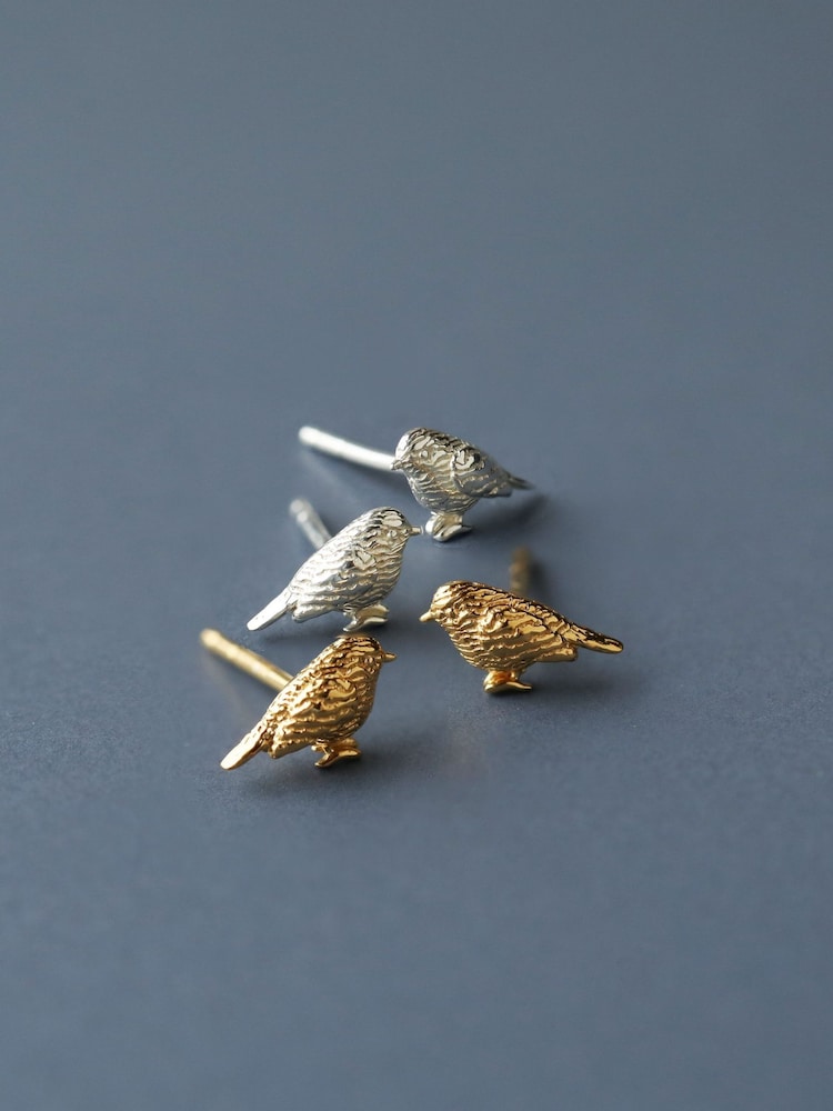 Carrie Elizabeth Gold Tone Robin Stud Earrings - Image 4 of 4 Carrie Elizabeth Gold Tone Robin Stud Earrings - Image 4 of 4