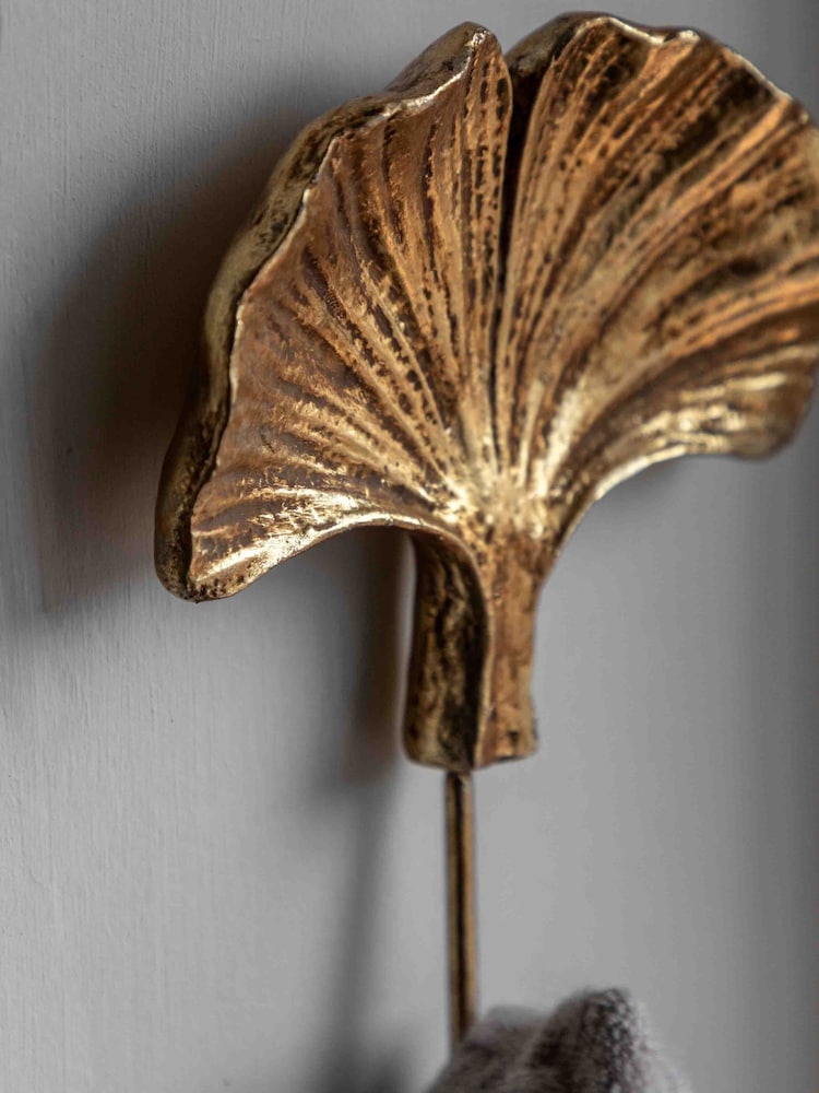 Gallery Home Gold Ginkgo Leaf Wall Hook - Image 2 of 5 Gallery Home Gold Ginkgo Leaf Wall Hook - Image 2 of 5
