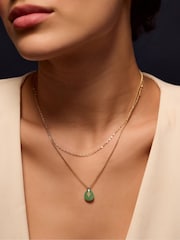 Accessorize 14ct Gold-Plated Aventurine Pendant Layered Necklace - Image 2 of 2