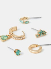 Accessorize Green Clover Stud & Hoop Earrings 5-Pack - Image 1 of 2