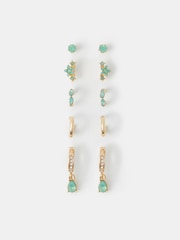 Accessorize Green Clover Stud & Hoop Earrings 5-Pack - Image 2 of 2