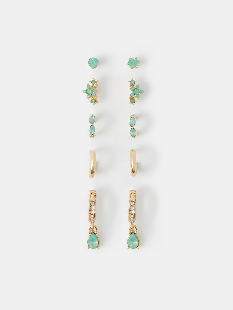 Accessorize Green Clover Stud & Hoop Earrings 5-Pack - Image 2 of 2