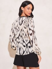 Lipsy Ivory White Studded V Neck Ruffle Long Sleeve Blouse - Image 2 of 4