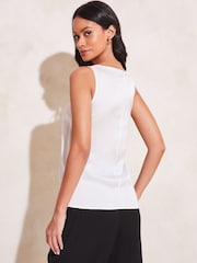 Lipsy White Lace Insert V Neck Cami Vest Top - Image 3 of 4