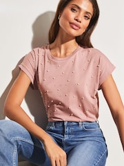 Lipsy Pink Round Neck T-Shirt - Image 1 of 4