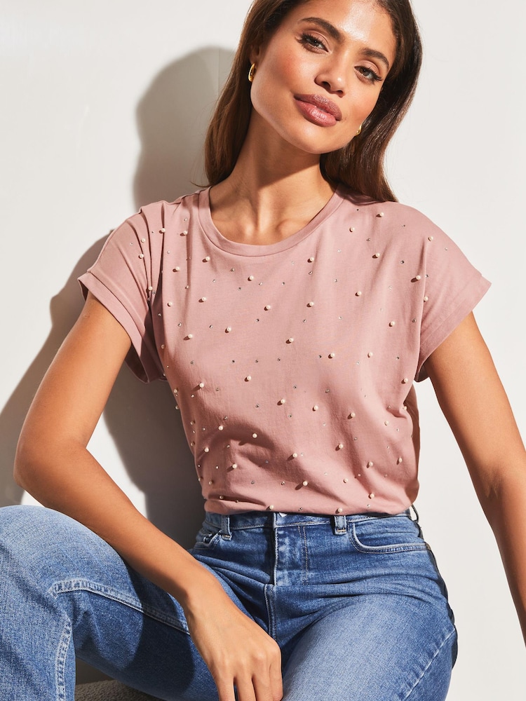 Lipsy Pink Round Neck T-Shirt - Image 1 of 4