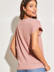 Lipsy Pink Round Neck T-Shirt - Image 3 of 4