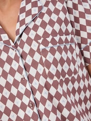 Accessorize Brown Diamond Print Short Pyjama Set - Image 3 of 4